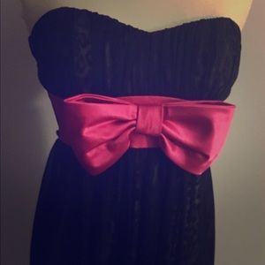 Strapless Black/Leopard Short Prom Dress